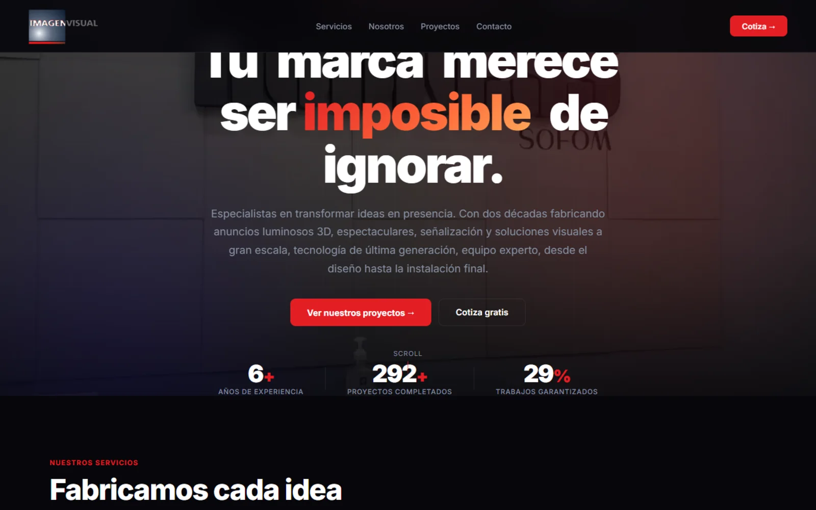 Captura real del proyecto Imagen Visual.