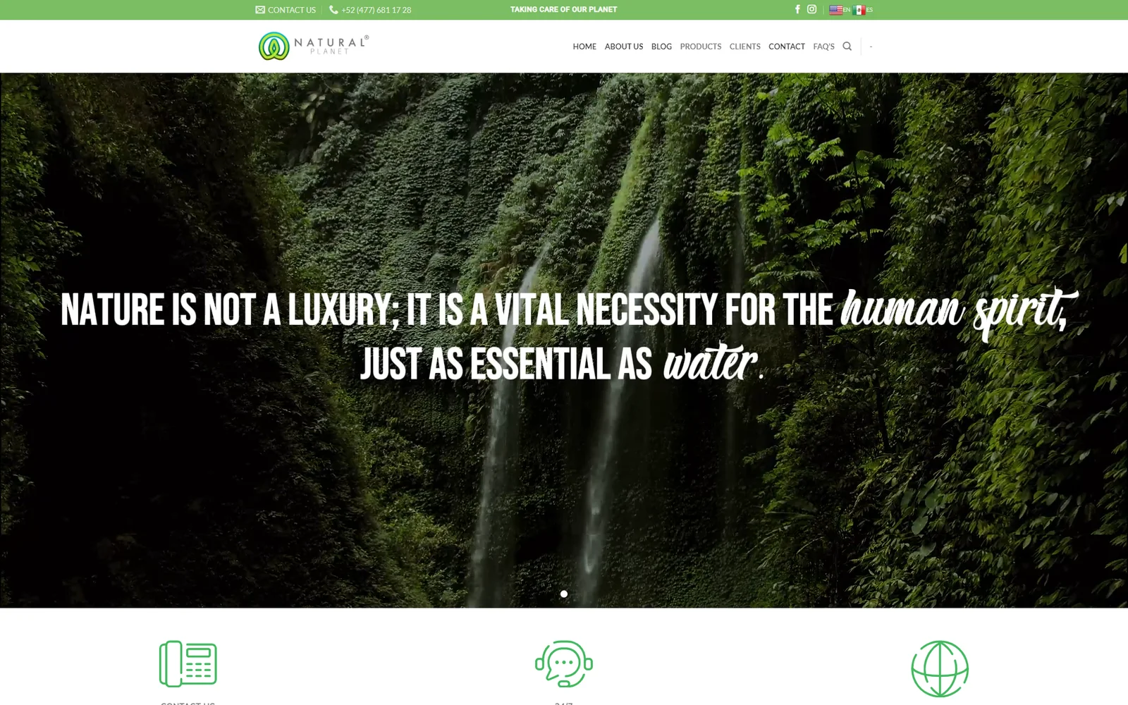 Captura real del proyecto Natural Planet.