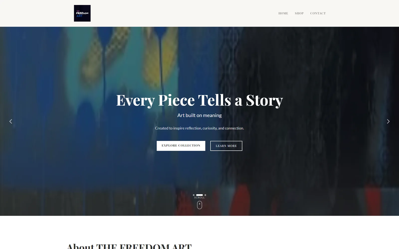 Captura real del proyecto The Freedom Art.